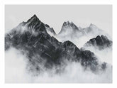 black and white Foggy Mountain Canvas Print
