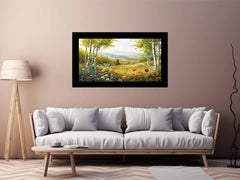 Beauitful Landscape Wild flowers Painting Canvas Print