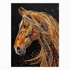 Golden Horse Canvas Painting Print