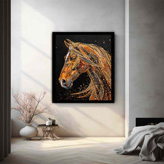 Golden Horse Canvas Painting Print