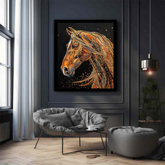 Golden Horse Canvas Painting Print