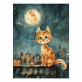 Cute Cat Watercolor Canvas Painting