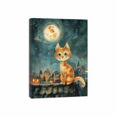 Cute Cat Watercolor Canvas Painting