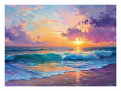 Beach sunset Canvas Painting Print