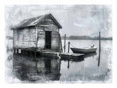 Fishing Shack balck & white Canvas Print