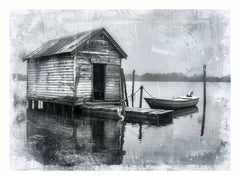 Fishing Shack balck & white Canvas Print