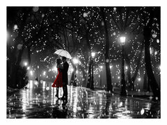 Couple Love Rain Dance Umbrella Canvas Print