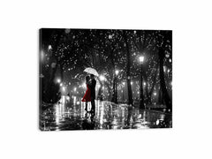Couple Love Rain Dance Umbrella Canvas Print