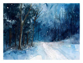 Winter Watercolor painting Canvas Print