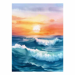 Watercolor Beach Canvas painting Print