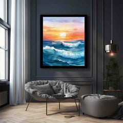 Watercolor Beach Canvas painting Print
