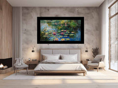 Lily Flowers In Lake Canvas Painting Print