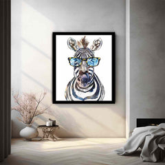 Zebra With Glasses Canvas Print & Poster