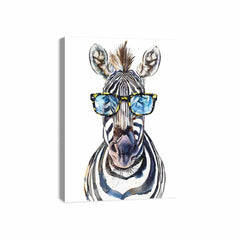 Zebra With Glasses Canvas Print & Poster