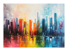Abstract City skyline Modern canvas painting
