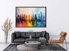 Abstract City skyline Modern canvas painting
