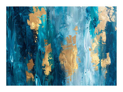 Abstract Blue Gold Luxury Canvas Painting
