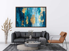Abstract Blue Gold Luxury Canvas Painting