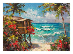 Wooden Beach House Canvas Painting