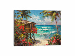 Wooden Beach House Canvas Painting