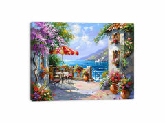 Italian Beachside Cafe Canvas Print