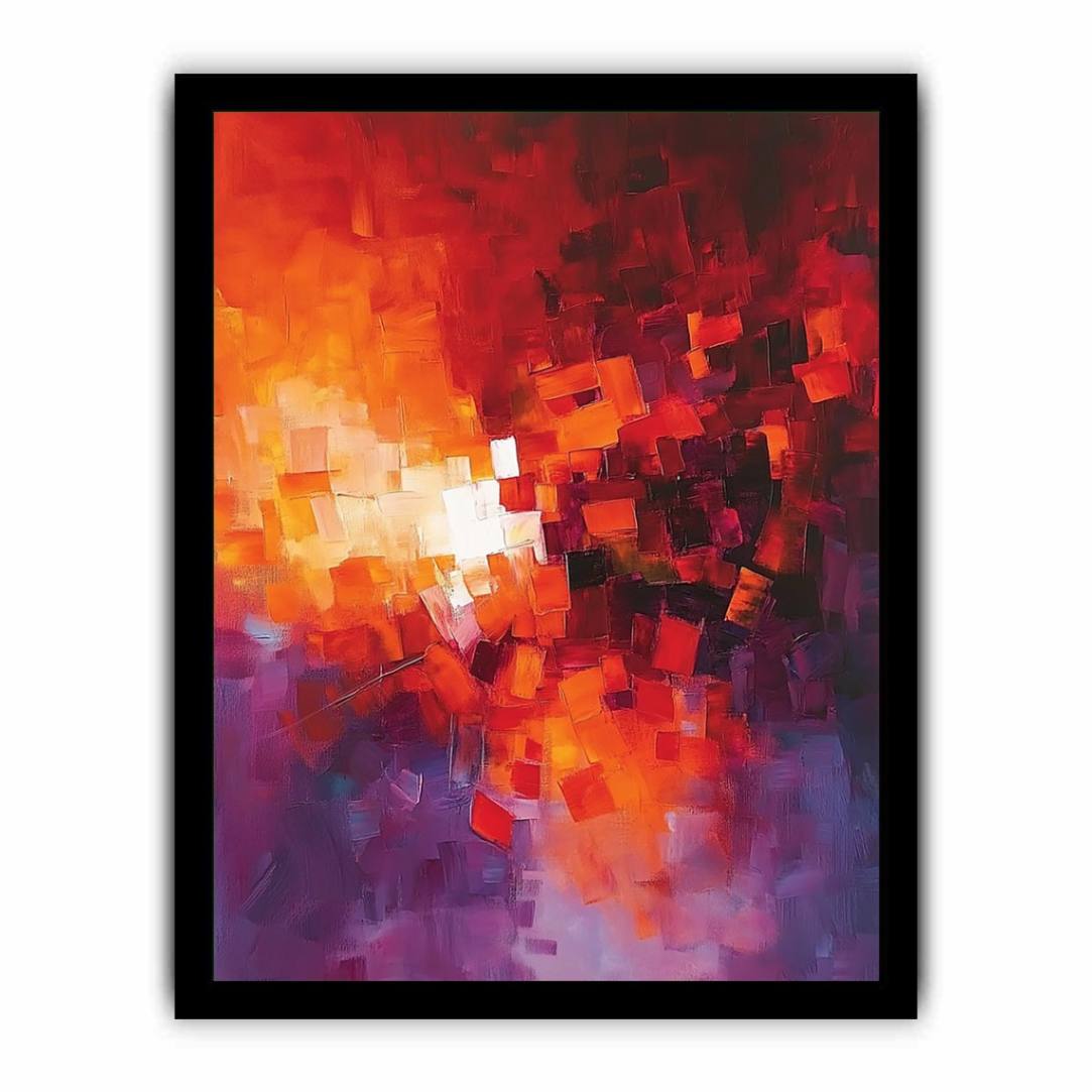 Abstract Blocks Red painting  Framed poster