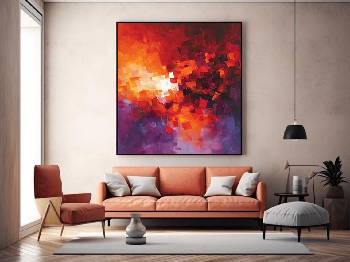 Abstract Blocks Red painting