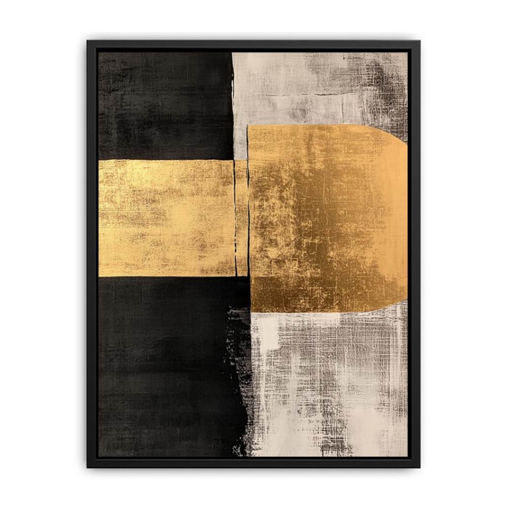 Abstract Squares Black Gold Luxury Painting