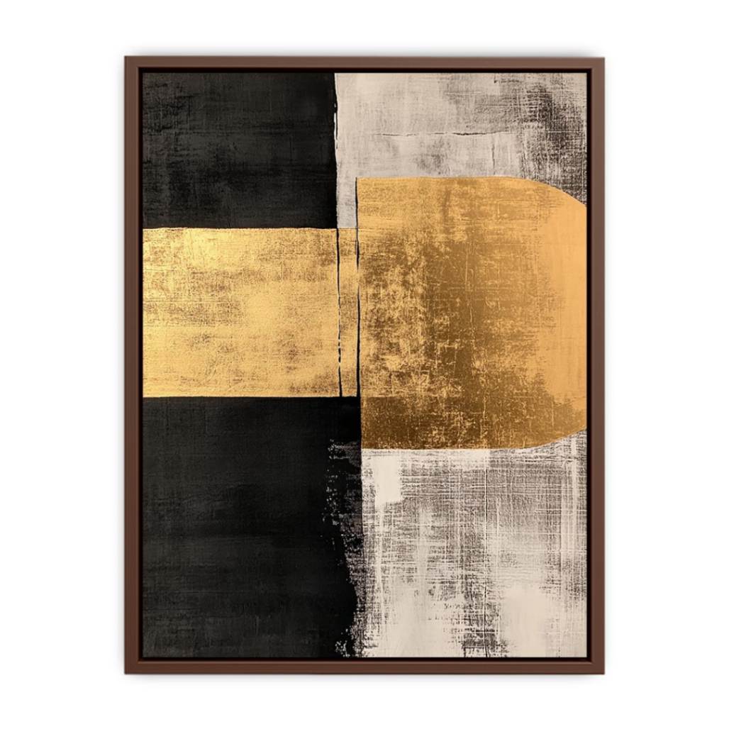 Abstract Squares Black Gold Luxury Painting