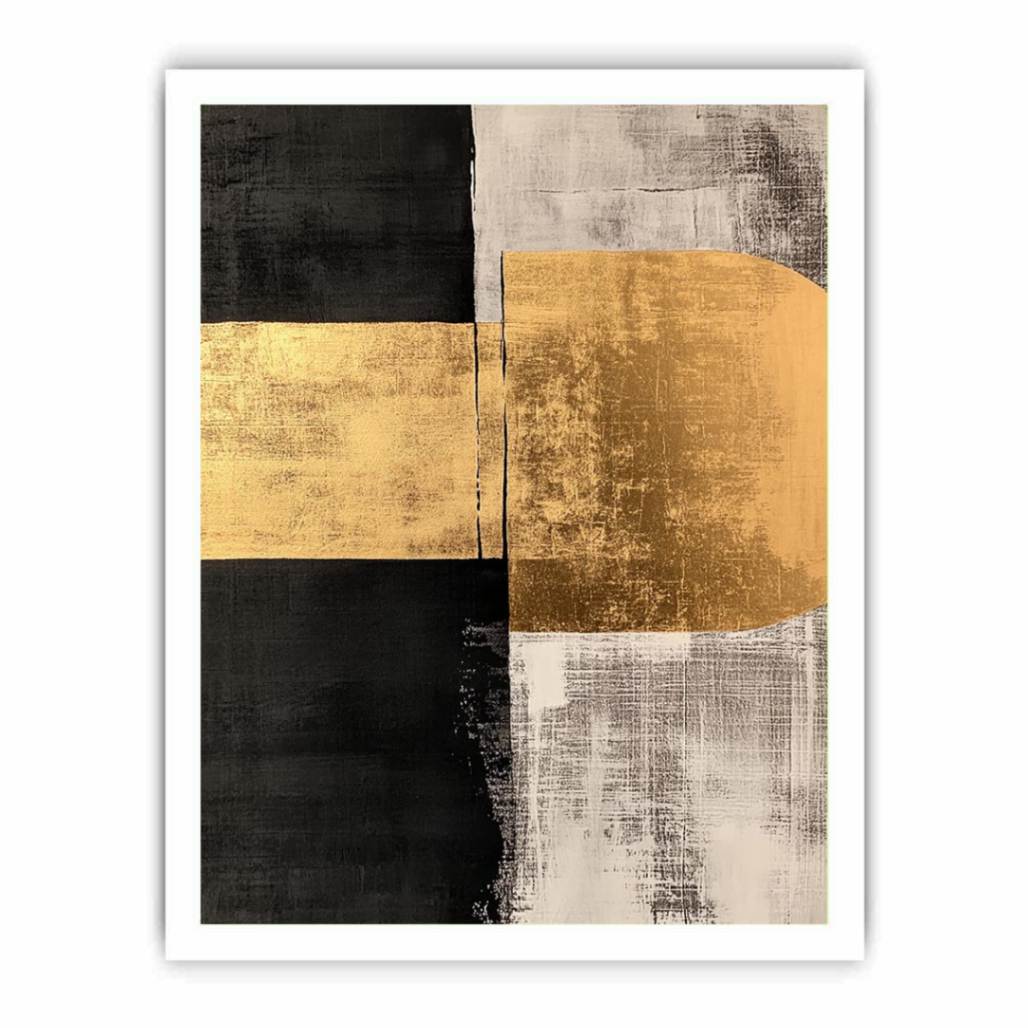 Abstract Squares Black Gold Luxury Painting Painting