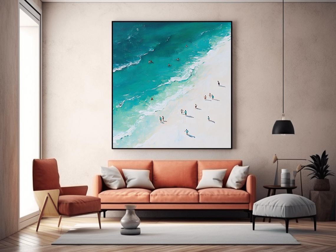 Birds eye view beach painting