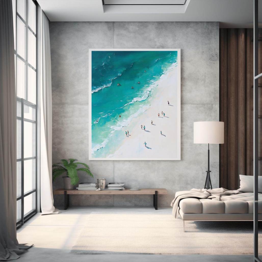Birds eye view beach painting