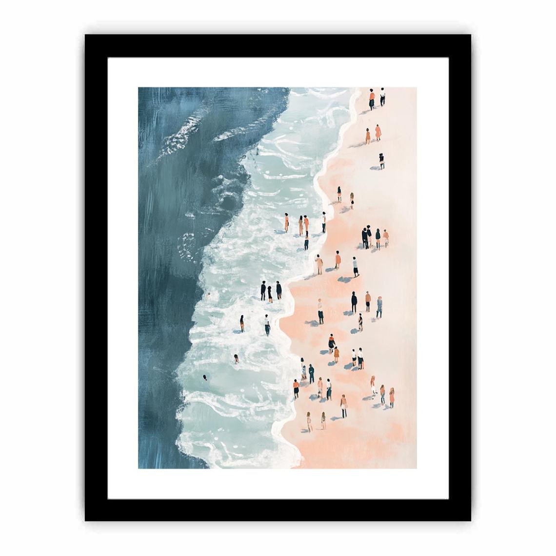 Birds eye View of Beach painting Framed poster