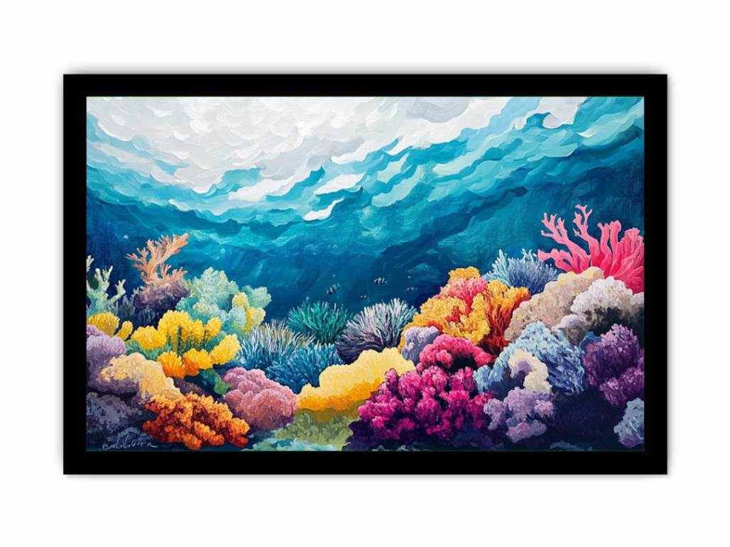 Beautiful Underwater Sea Coral reef Painting  Framed poster