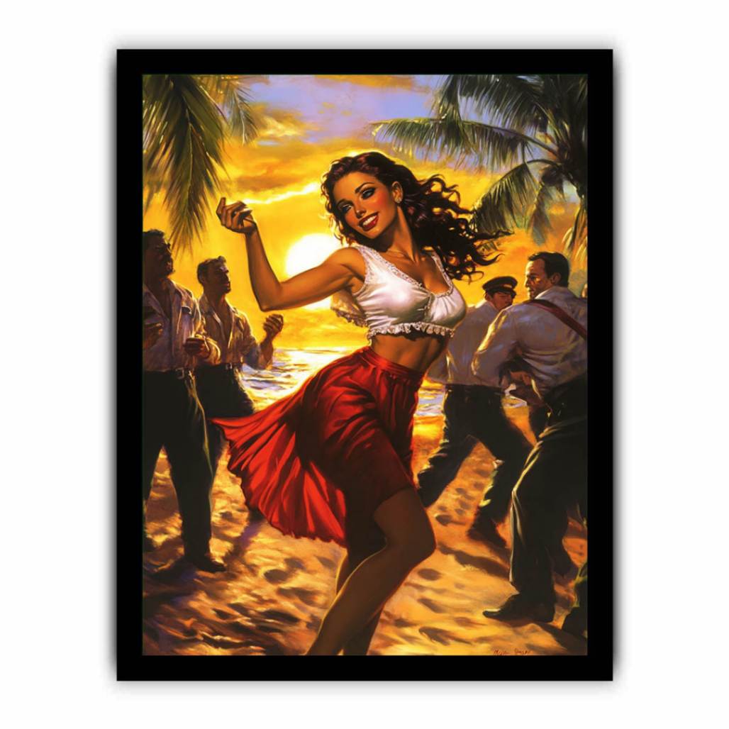 Saexy Girl dancing on the beach Painting  Framed poster