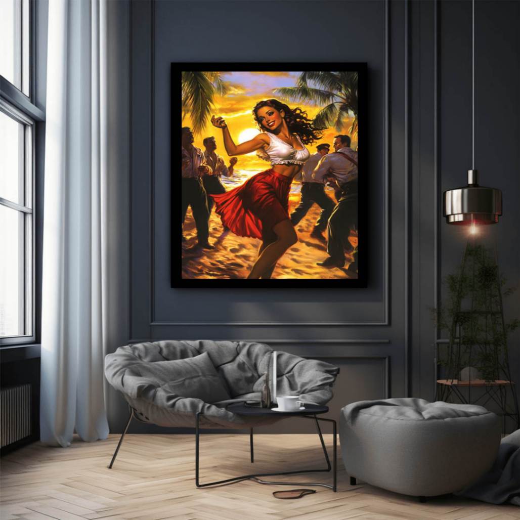 Saexy Girl dancing on the beach Painting