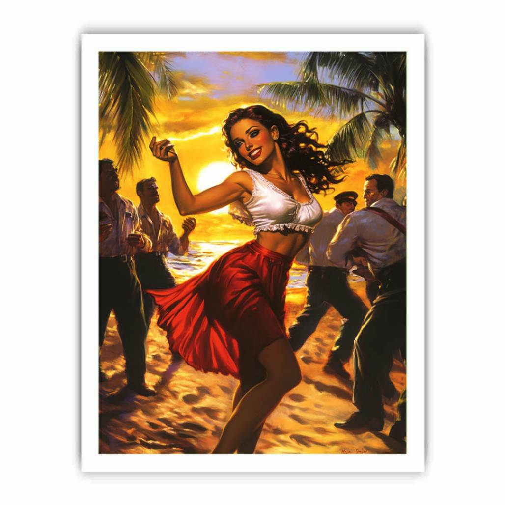 Saexy Girl dancing on the beach Painting Painting