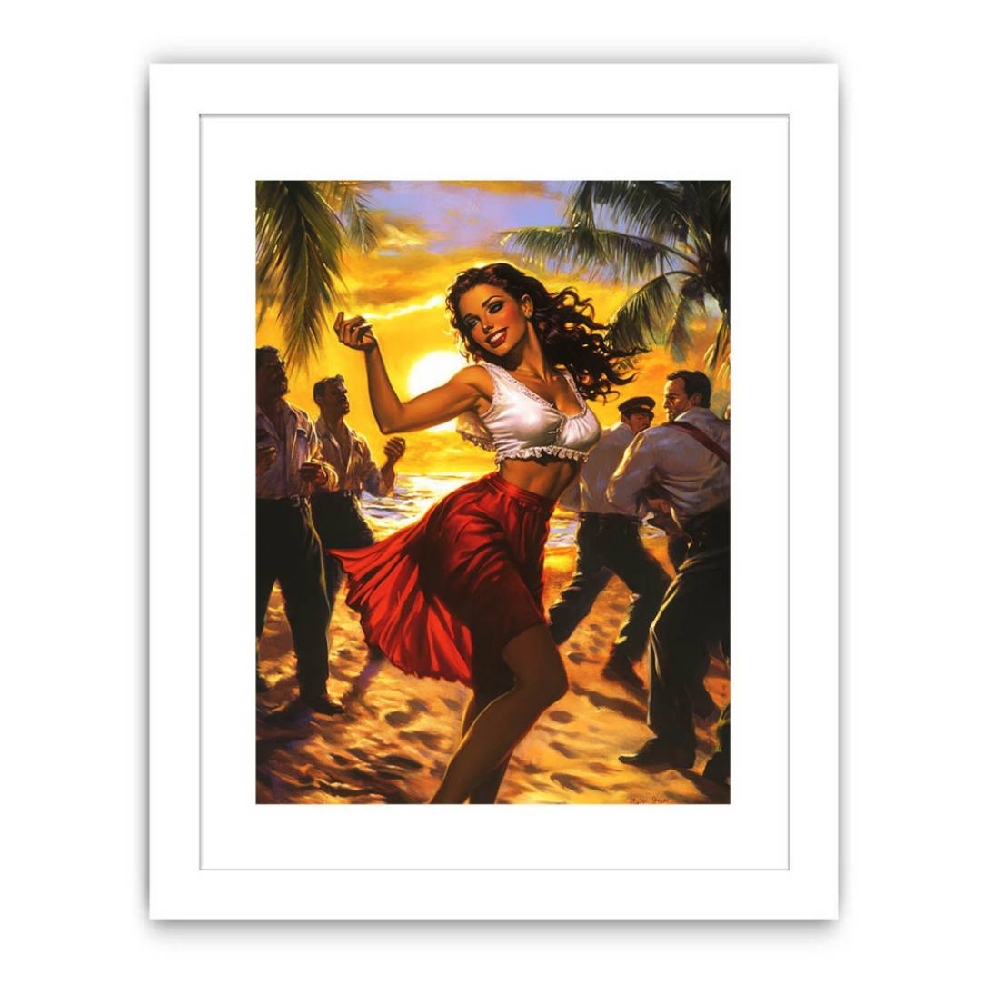 Saexy Girl dancing on the beach Painting Art Print