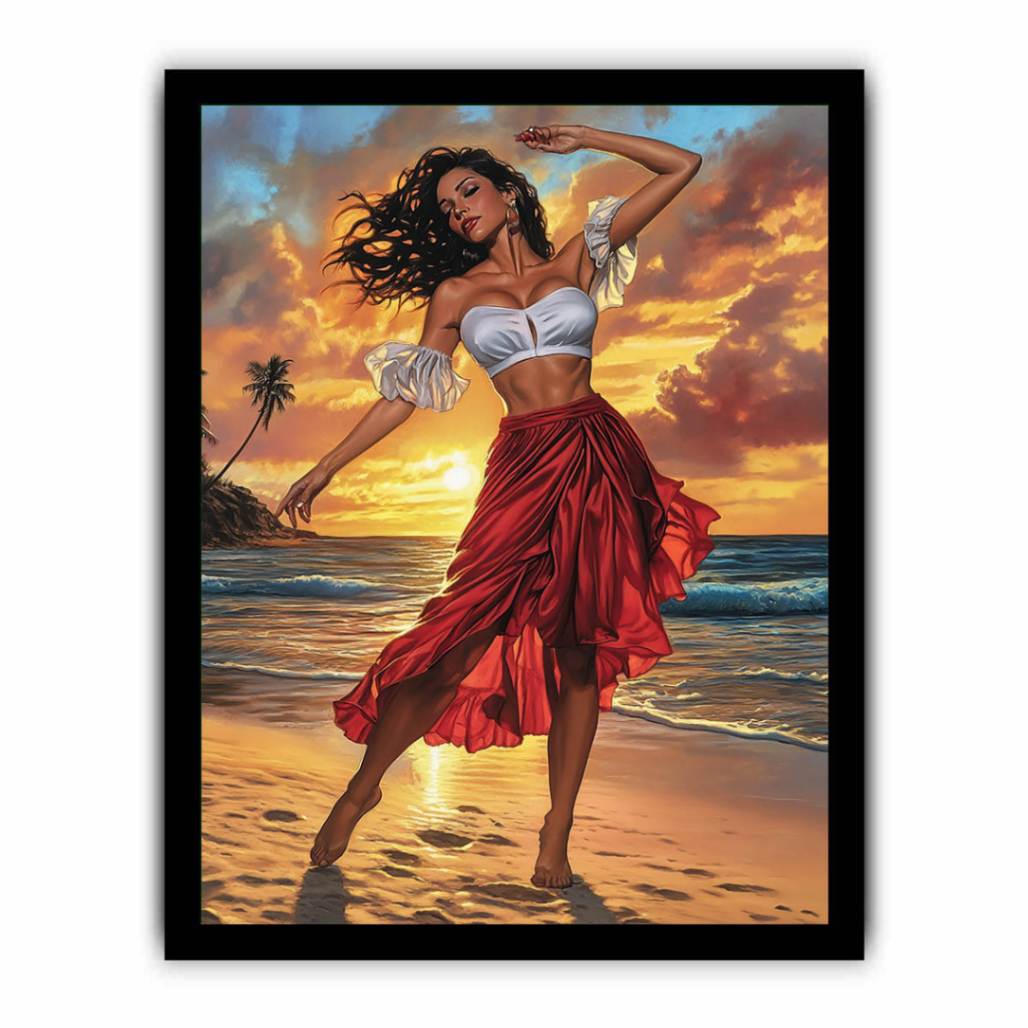 Velvet Temptation woman beach Dance Painting  Framed poster