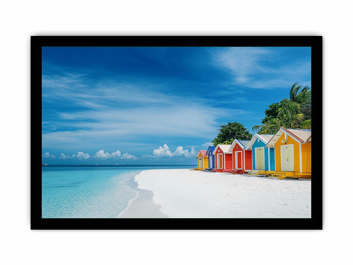 Beach Huts Photography Art Print  Framed poster