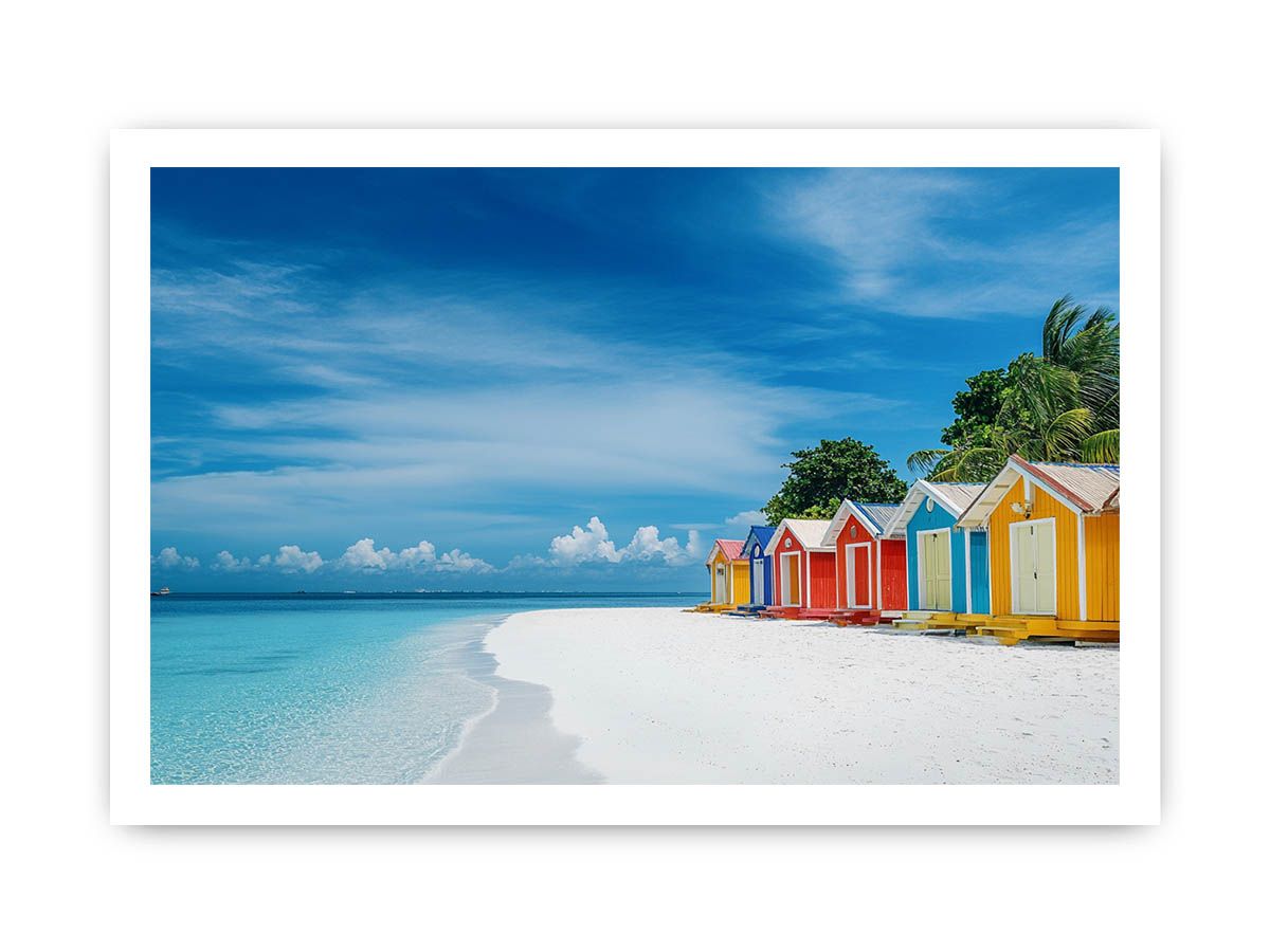 Beach Huts Photography Art Print Painting