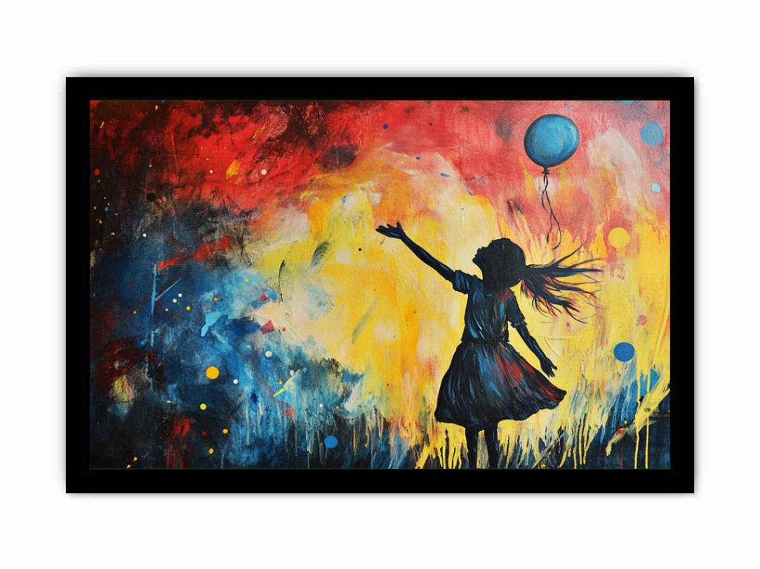 Balloon Girl Graffiti Painting  Framed poster