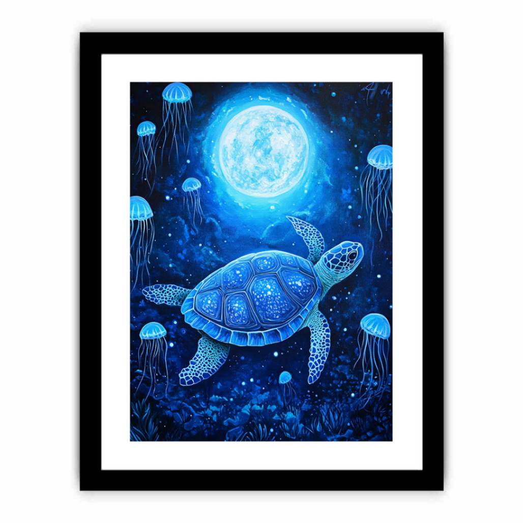 Beautiful Turtle & Moon Painting  canvas print