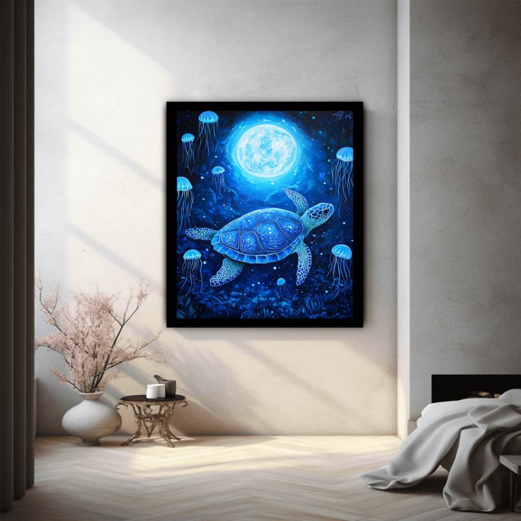 Beautiful Turtle & Moon Painting