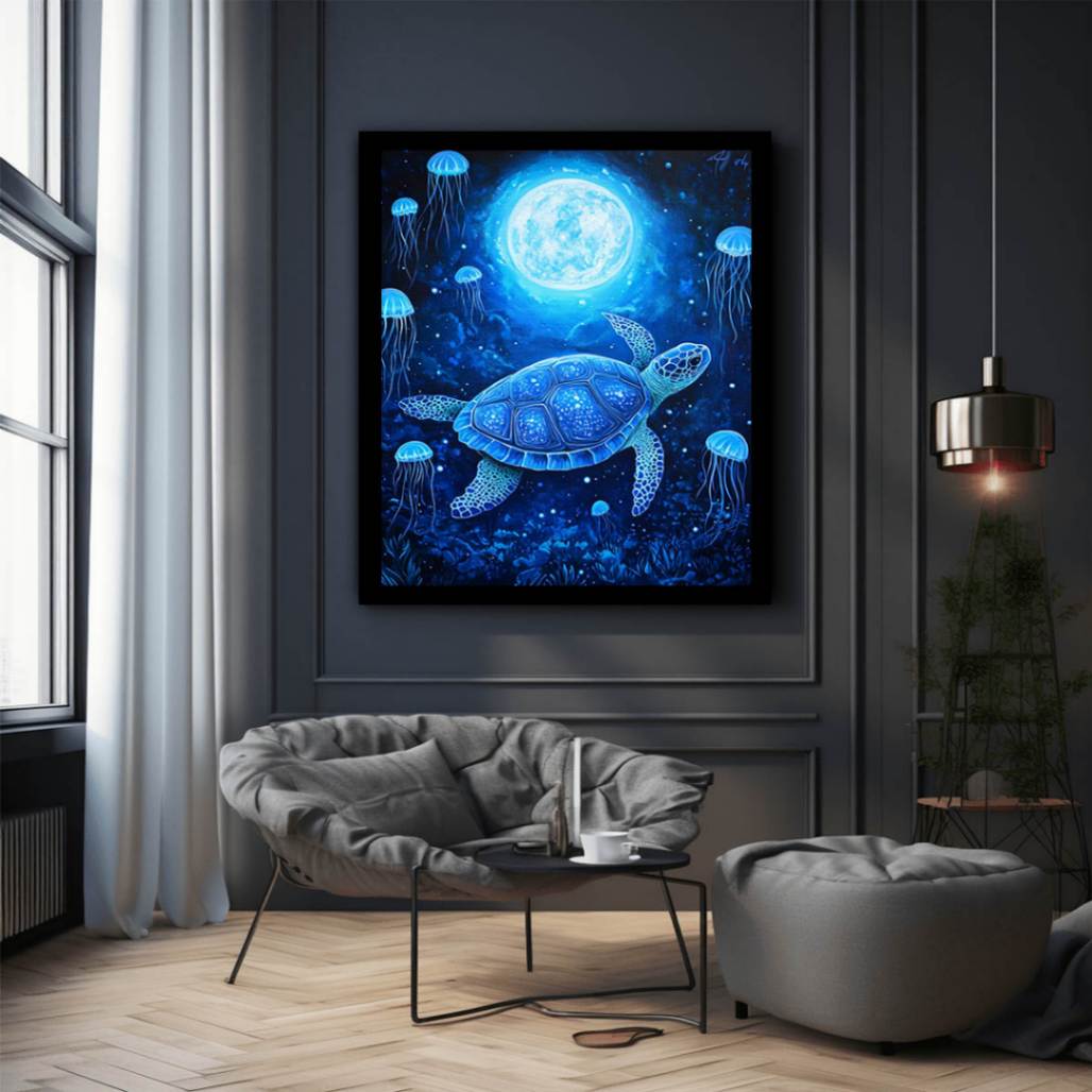 Beautiful Turtle & Moon Painting