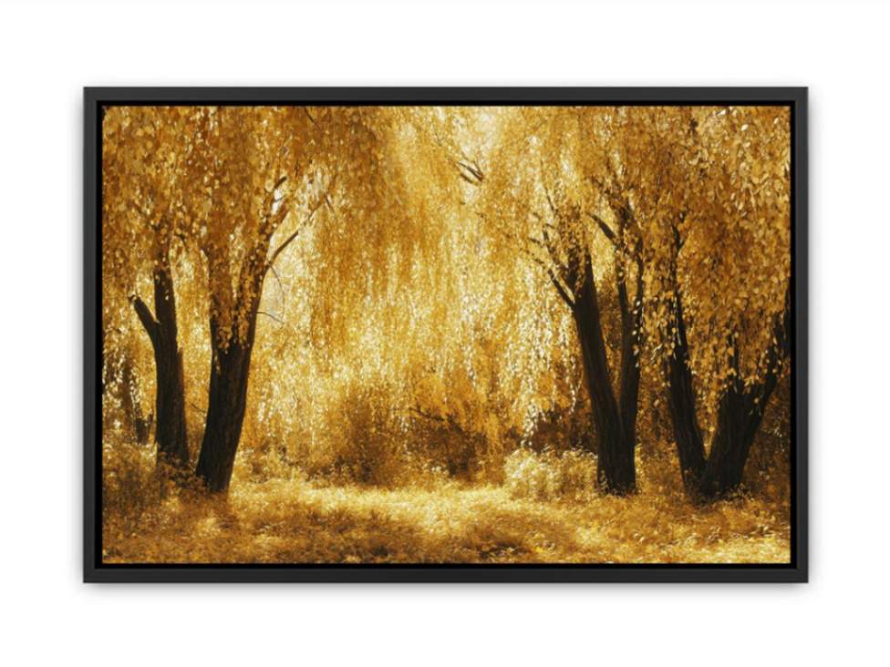 Autumn Gold Treess Yellow Forest Painting