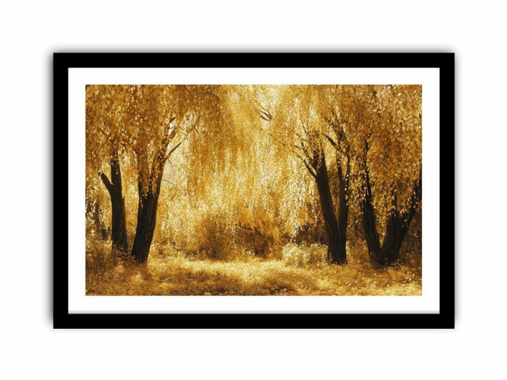 Autumn Gold Treess Yellow Forest Painting  canvas print