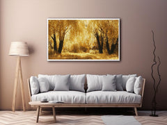 Autumn Gold Treess Yellow Forest Painting