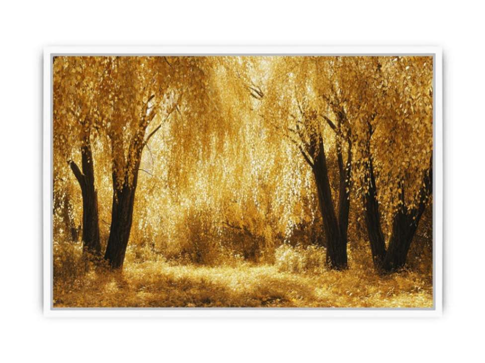 Autumn Gold Treess Yellow Forest Painting