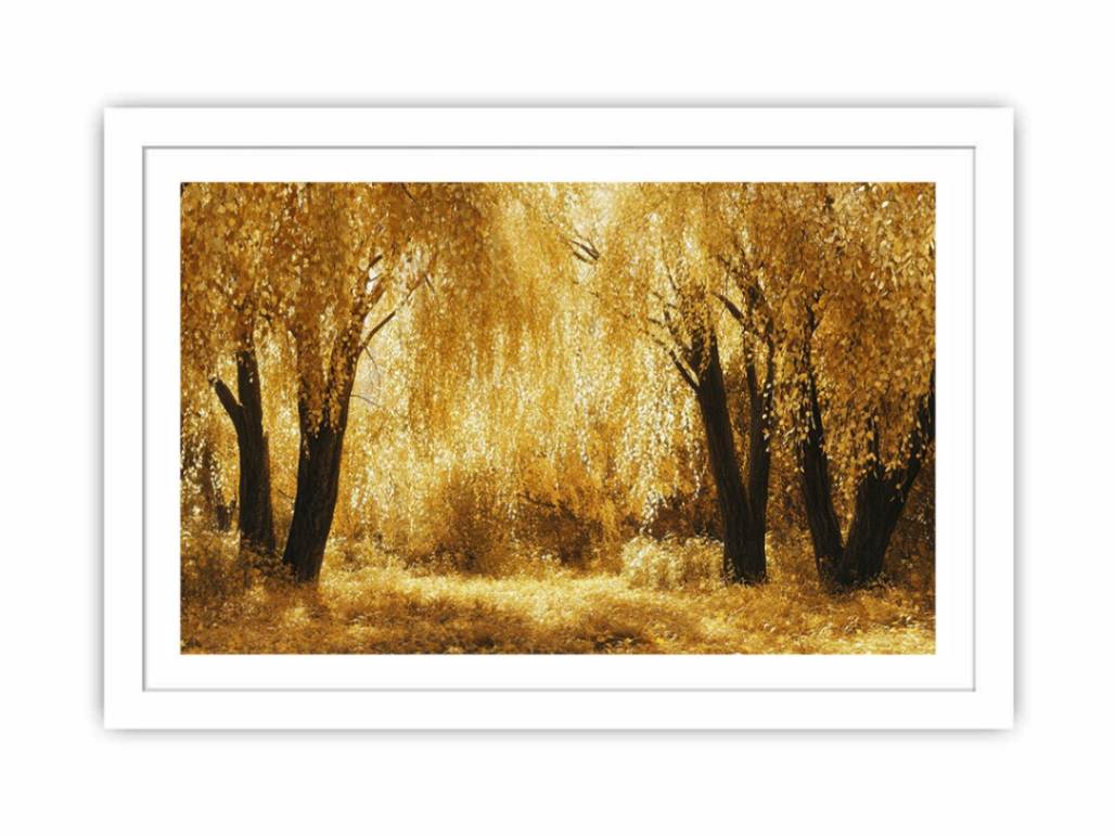 Autumn Gold Treess Yellow Forest Painting Art Print
